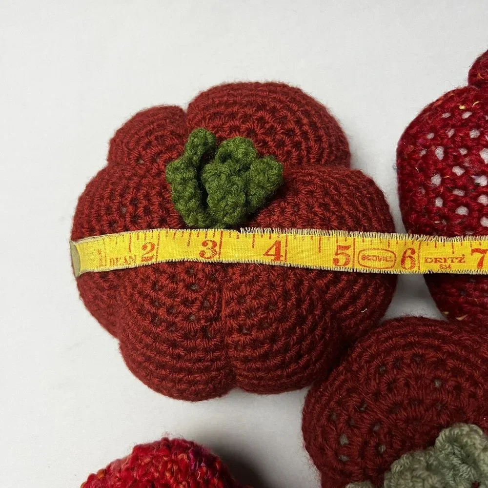 Crochet Fruit Vegetables Hand Made Lot Of 9 Veggies Retro Granny Nostalgic‎